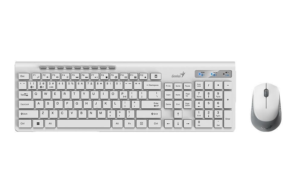 Genius SlimStar 8230 Magyar vezeték nélküli fehér BT + 2.4G szett Copilot billentyűzettel és csendes egérrel (Újszerű)