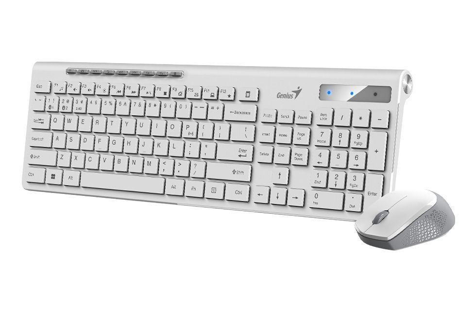 Genius SlimStar 8230 Magyar vezeték nélküli fehér BT + 2.4G szett Copilot billentyűzettel és csendes egérrel (Újszerű)