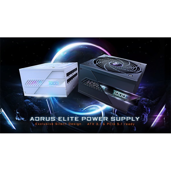 Gigabyte AORUS ELITE 1000W 80+ Platinum ventillátorral moduláris tápegység
