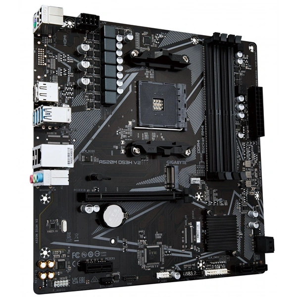 Gigabyte Alaplap - AMD A520M DS3H V2 AM4 (A520M, 4xDDR4 3200MHz, PCI-E, RAID, 4xSATA3, M.2, 6xUSB2.0, 6xUSB3.1)