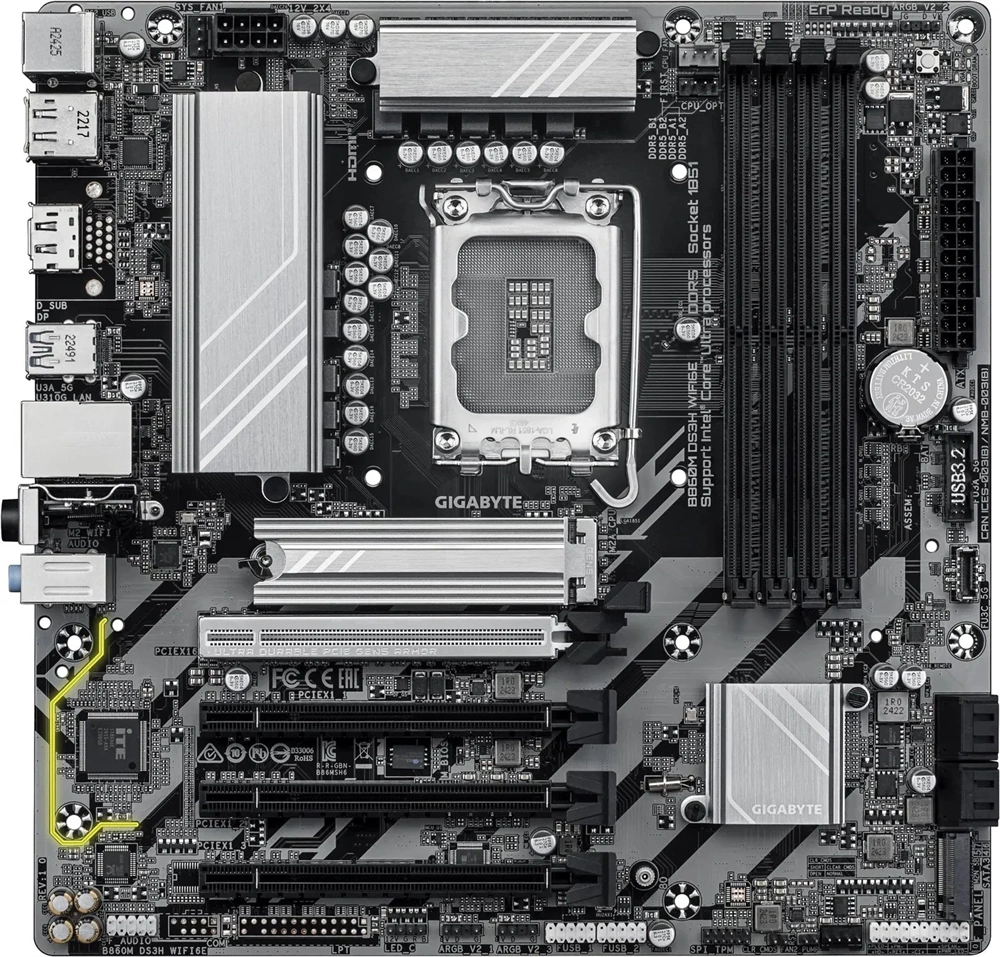 Gigabyte B860M DS3H Wi-Fi Intel B860M LGA1851 mATX alaplap