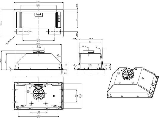 Gorenje BHI681EB fekete, aláépíthető, álkürtős, méret:53,4 cm, zajszint:67 dB, páraelszívó