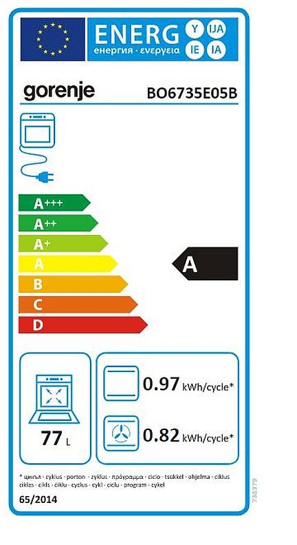 Gorenje BO6735E05B fekete, beépíthető, sütőtér: 77L, grill, légkeverés, hidrolitikus, sütő