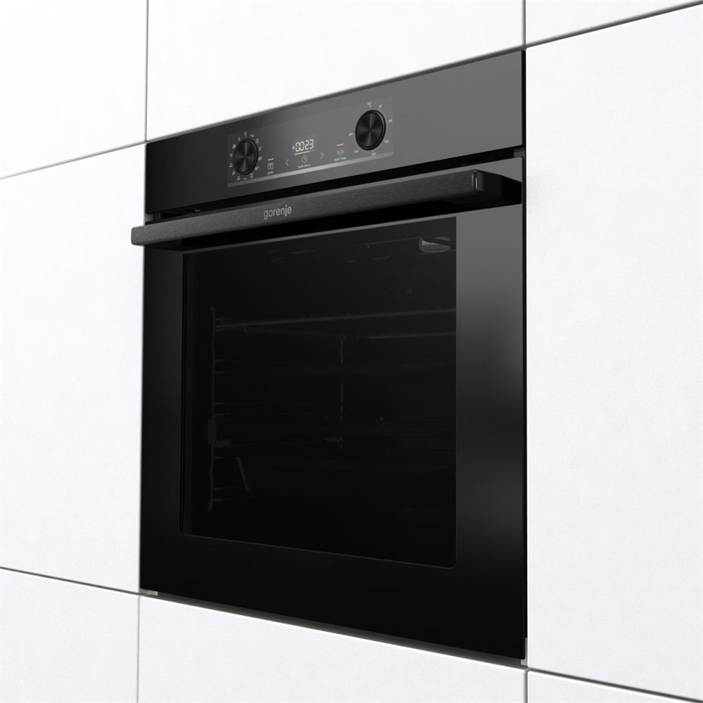 Gorenje BPS6737E14BG fekete, beépíthető, sütőtér:77L, grill, légkeveréses, sütő