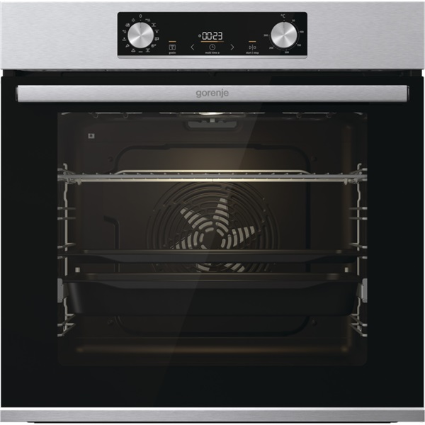 Gorenje BPS6737E14X inox-fekete, beépíthető, sütőtér:77L, grill, légkeveréses, sütő