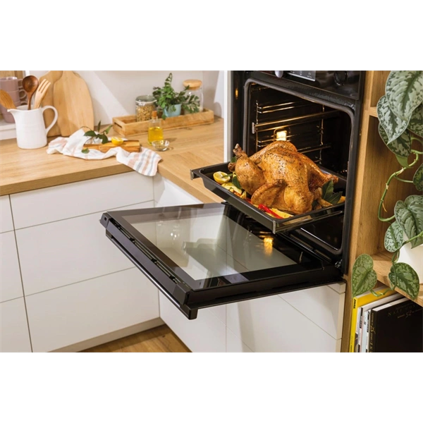 Gorenje BPS6737E14X inox-fekete, beépíthető, sütőtér:77L, grill, légkeveréses, sütő