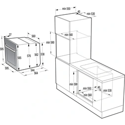 Gorenje BPS6737E14X inox-fekete, beépíthető, sütőtér:77L, grill, légkeveréses, sütő