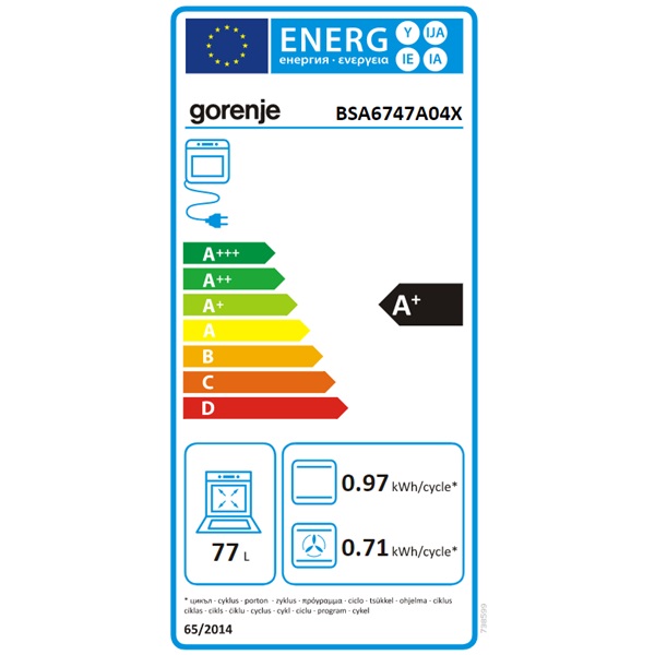 Gorenje BSA6747A04X beépíthető inox sütő