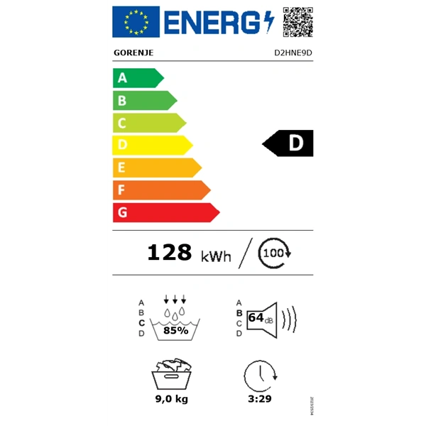 Gorenje D2HNE9D fehér, 9 kg, hőszivattyús, szárítógép