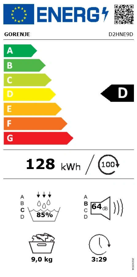 Gorenje D2HNE9D fehér, 9 kg, hőszivattyús, szárítógép