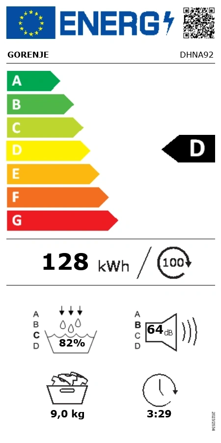 Gorenje DHNA92 fehér, 9 kg, hőszivattyús, szárítógép