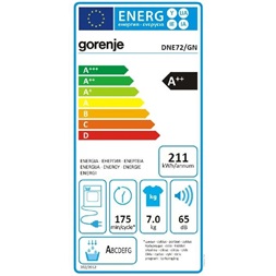 Gorenje DNE72/GN fehér, 7 kg, hőszivattyús, szárítógép (Újszerű)