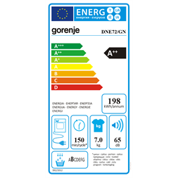Gorenje DNE72/GN fehér, 7 kg, hőszivattyús, szárítógép (Újszerű)