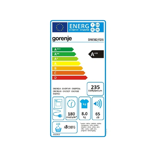 Gorenje DNE82/GN fehér, 8 kg, hőszivattyús, szárítógép (Használt - B)