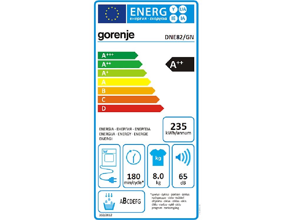 Gorenje DNE82/GN fehér, 8 kg, hőszivattyús, szárítógép