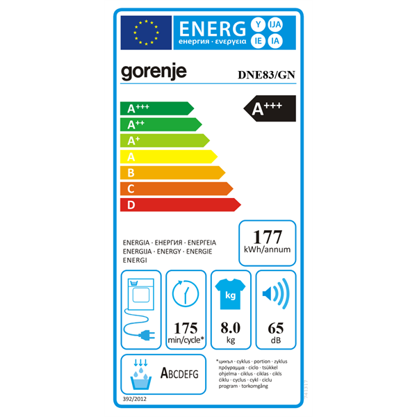 Gorenje DNE83/GN 8 kg hőszivattyús szárítógép