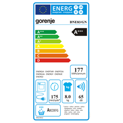 Gorenje DNE83/GN 8 kg hőszivattyús szárítógép