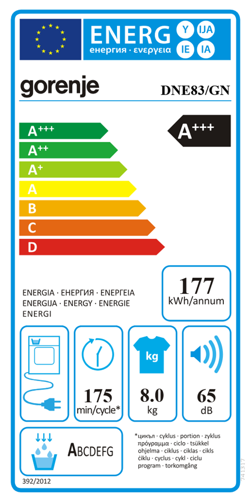 Gorenje DNE83/GN fehér, 8 kg, hőszivattyús, szárítógép