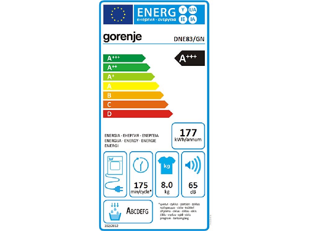 Gorenje DNE83/GN fehér, 8 kg, hőszivattyús, szárítógép