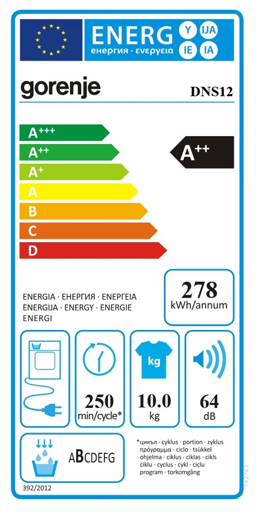 Gorenje DNS12 fehér, 10 kg, hőszivattyús, szárítógép