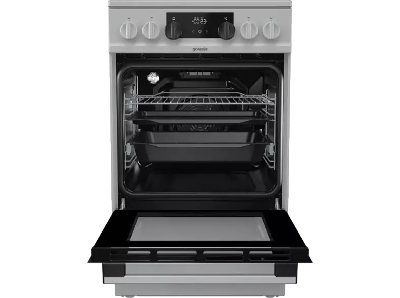 Gorenje EC 5341 SG inox, szabadonálló, kerámialapos, elektromos, főzőzóna: 4, sütő:70L, grill, tűzhely