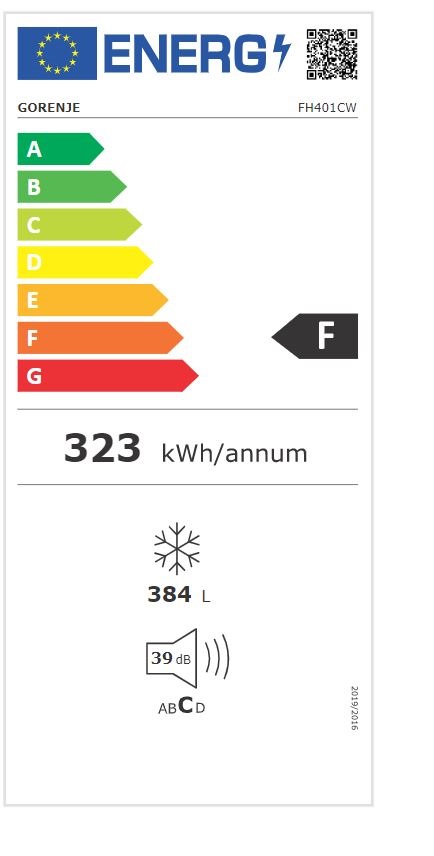 Gorenje FH401CW fehér, Fagyasztó:384L, fagyasztóláda