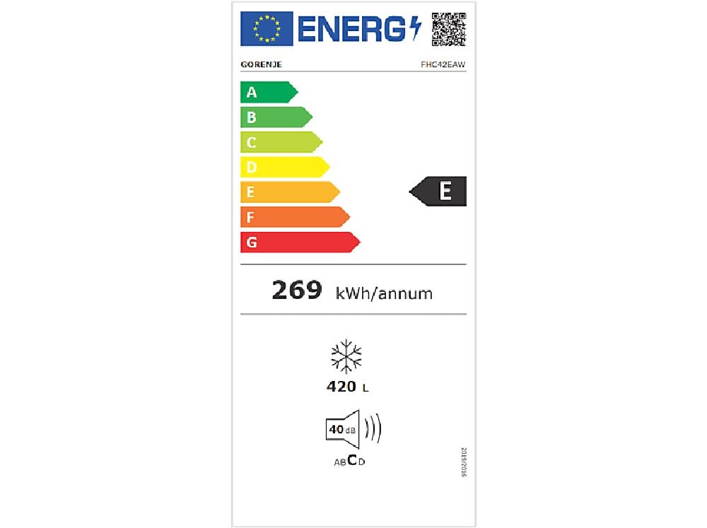 Gorenje FHC42EAW fehér, Fagyasztó:420L, fagyasztóláda