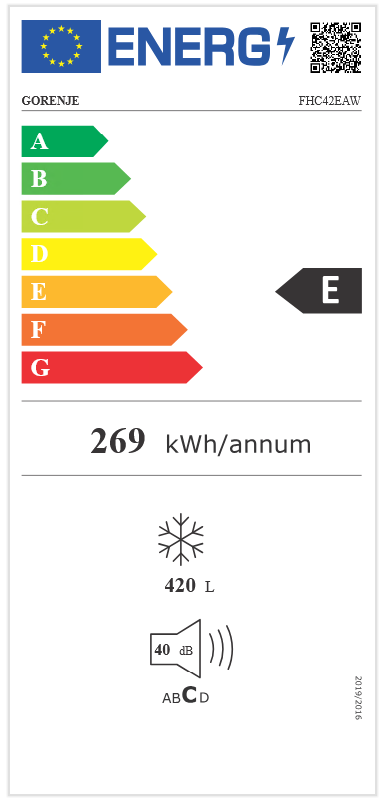 Gorenje FHC42EAW fehér, Fagyasztó:420L, fagyasztóláda