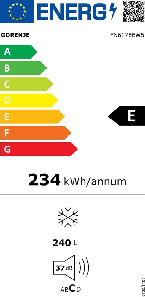 Gorenje FN617EEW5 fehér, egyajtós, Fagyasztó:240L, fagyasztószekrény