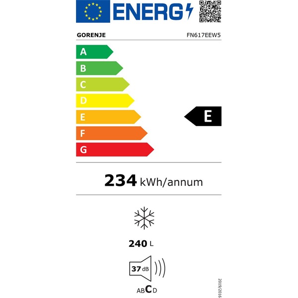 Gorenje FN617EEW5 fehér, egyajtós, Fagyasztó:240L, fagyasztószekrény (Újszerű)