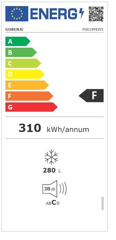 Gorenje FN619FEW5 fehér, Fagyasztó:280L, No frost fagyasztószekrény