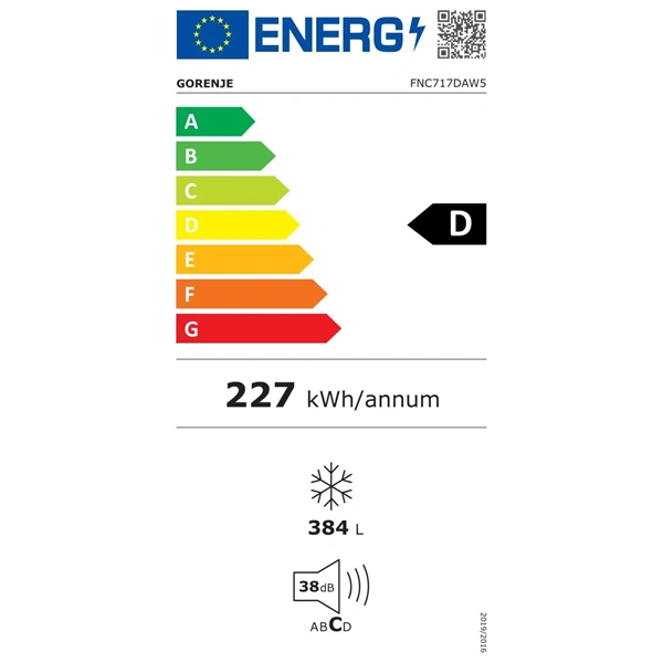 Gorenje FNC717DAW5 fehér, Fagyasztó:384L, fagyasztószekrény