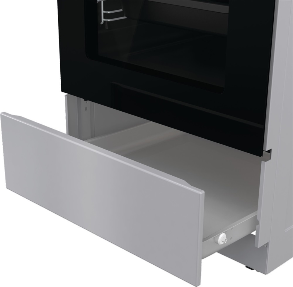 Gorenje GEC5C41SG inox, szabadonálló, kerámialapos, elektromos, főzőzóna: 4, sütő:77L, grill, tűzhely