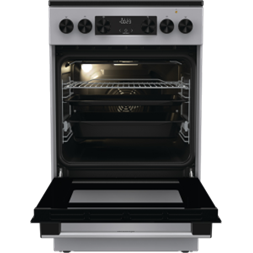 Gorenje GEC5C41SG inox, szabadonálló, kerámialapos, elektromos, főzőzóna: 4, sütő:77L, grill, tűzhely