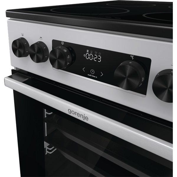Gorenje GEC5C41SG inox, szabadonálló, kerámialapos, elektromos, főzőzóna: 4, sütő:77L, grill, tűzhely