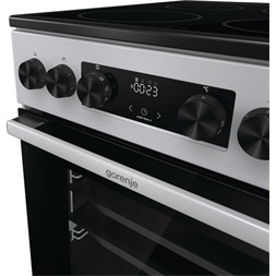 Gorenje GEC5C41SG inox, szabadonálló, kerámialapos, elektromos, főzőzóna: 4, sütő:77L, grill, tűzhely