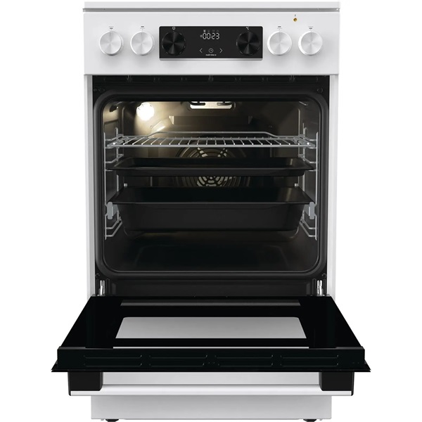 Gorenje GEC5C42WG fehér, szabadonálló, kerámialapos, elektromos, főzőzóna: 4, sütő:70L, grill, tűzhely (Újszerű)