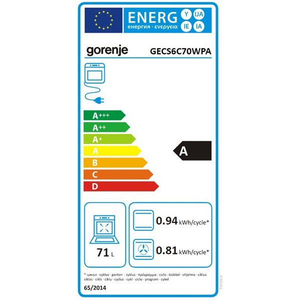 Gorenje GECS6C70WPA kerámialapos fehér elektromos tűzhely (Használt - B)