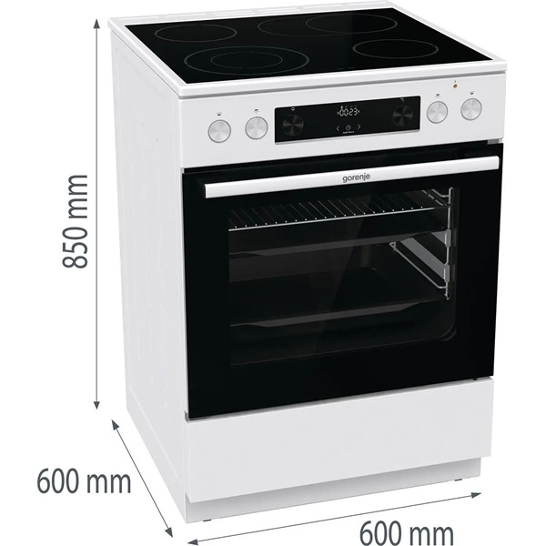 Gorenje GECS6C70WPA kerámialapos fehér elektromos tűzhely (Használt - B)