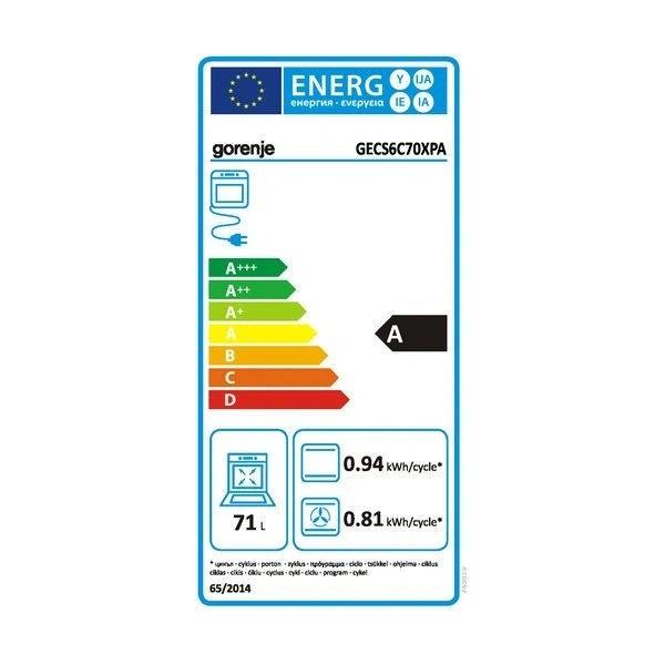 Gorenje GECS6C70XPA inox-fekete, szabdonálló, kerámialapos, főzőzóna:4, sütőtér:71L, tűzhely