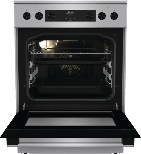 Gorenje GECS6C70XPA inox-fekete, szabdonálló, kerámialapos, főzőzóna:4, sütőtér:71L, tűzhely