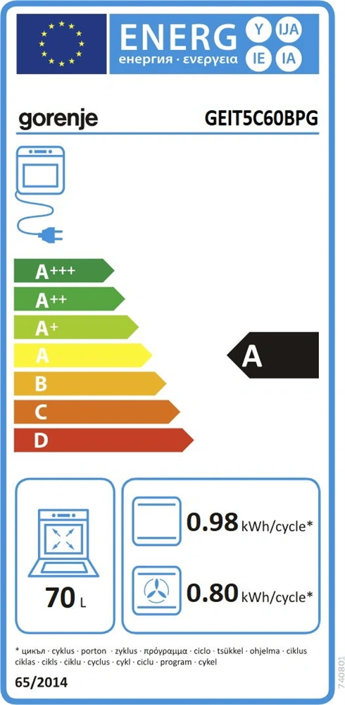 Gorenje GEIT5C60BPG fekete, szabadonálló, indukciós, főzőzóna:4, sütőtér:70L, tűzhely