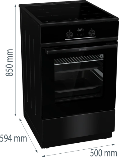 Gorenje GEIT5C60BPG fekete, szabadonálló, indukciós, főzőzóna:4, sütőtér:70L, tűzhely