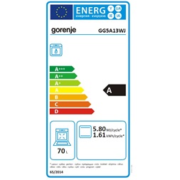 Gorenje GG5A13WJ fehér, szabadonálló, gáz, főzőzóna: 4, sütő:70L, tűzhely