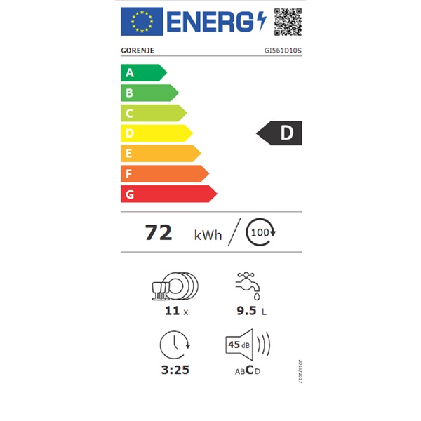 Gorenje GI561D10S 11 terítékes beépíthető mosogatógép