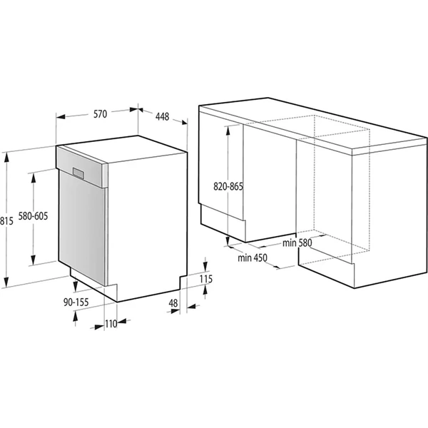 Gorenje GI561D10S programok száma: 5, beépíthető, 11 terítékes mosogatógép (Újszerű)