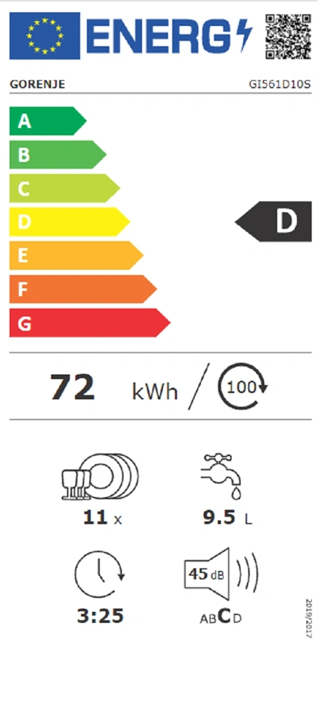 Gorenje GI561D10S programok száma: 5, beépíthető, 11 terítékes mosogatógép (Újszerű)