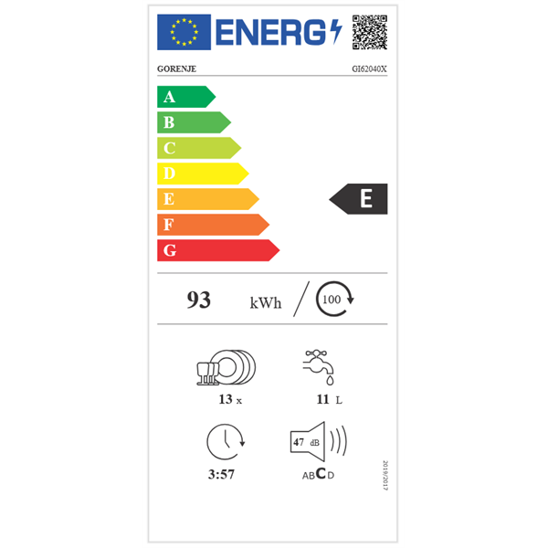 Gorenje GI62040X programok száma: 5, beépíthető, 13 terítékes mosogatógép (Újszerű)