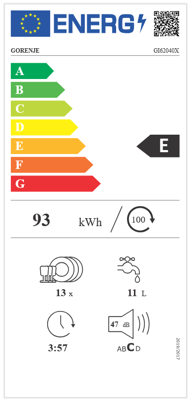 Gorenje GI62040X programok száma: 5, beépíthető, 13 terítékes mosogatógép (Újszerű)