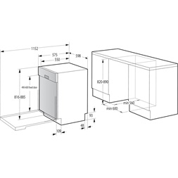 Gorenje GI642E90 inox, programok száma: 6, beépíthető, 13 terítékes mosogatógép 